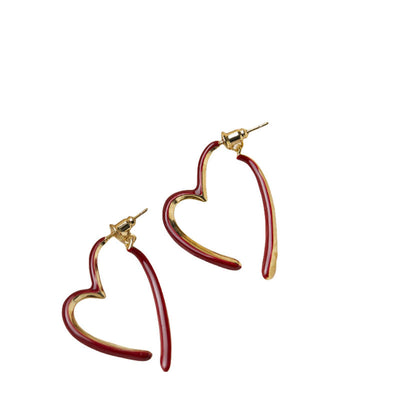 Heart enamel earrings