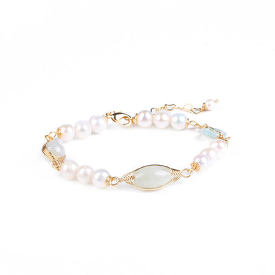 Pearl & Jade winding bracelet