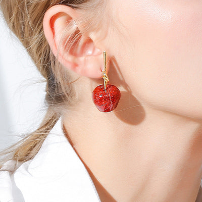 Apple ? Red Crystal Earrings