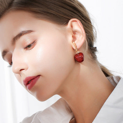 Apple ? Red Crystal Earrings