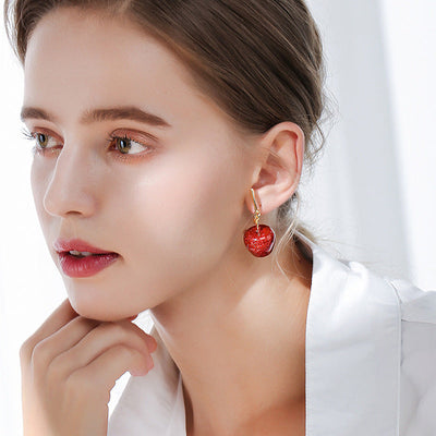 Apple ? Red Crystal Earrings