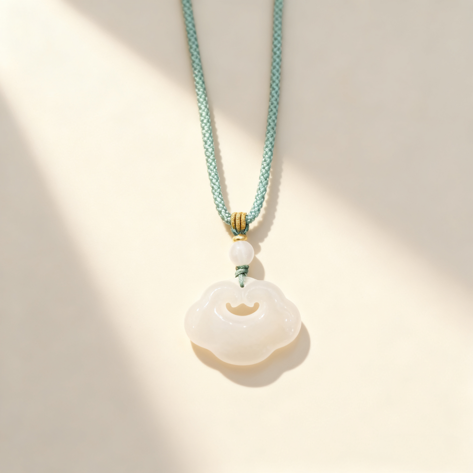 Cloud White Jade Pendant Necklace