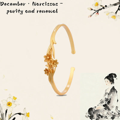 18K Gold Flower Goddess Bangle Series