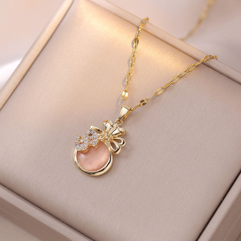 Money Bag Natural Cat's Eye Necklace