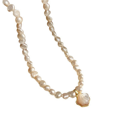 Shell natural freshwater pearl necklace