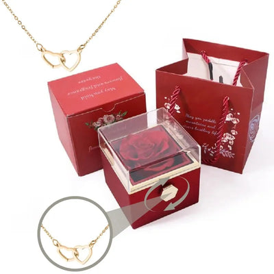 Two Hearts Customized Necklace Rose Gift Box