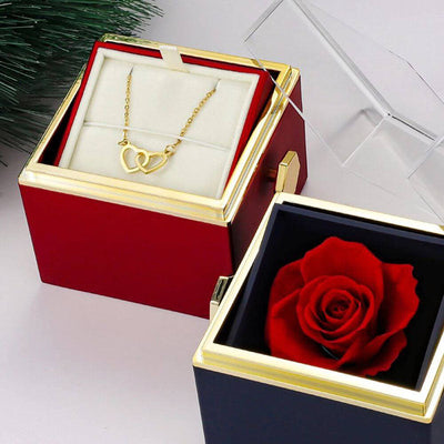 Two Hearts Customized Necklace Rose Gift Box