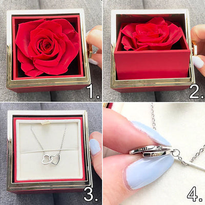 Two Hearts Customized Necklace Rose Gift Box