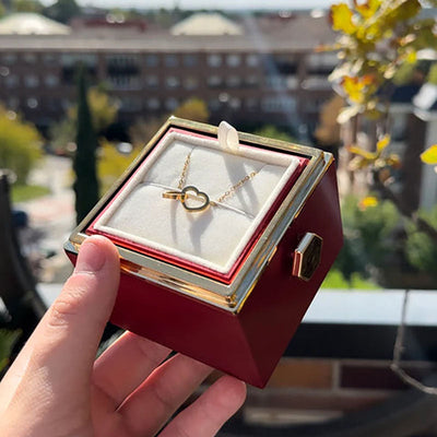 Two Hearts Customized Necklace Rose Gift Box