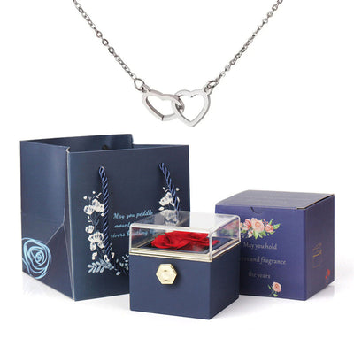 Two Hearts Customized Necklace Rose Gift Box