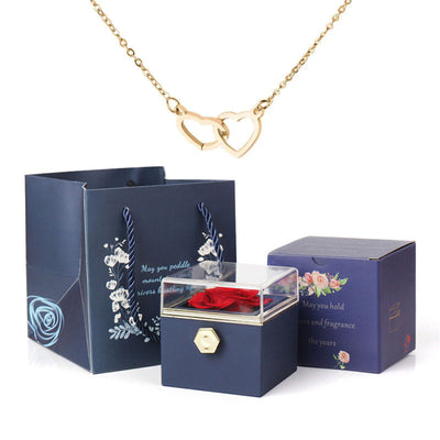 Two Hearts Customized Necklace Rose Gift Box