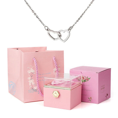 Two Hearts Customized Necklace Rose Gift Box