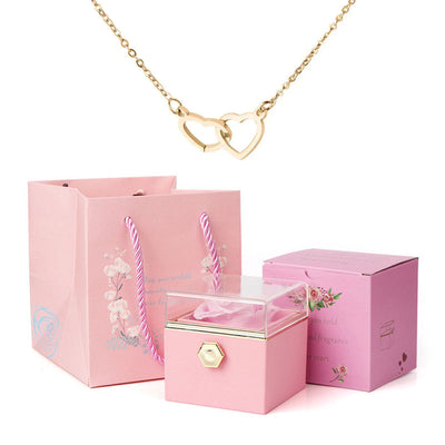 Two Hearts Customized Necklace Rose Gift Box