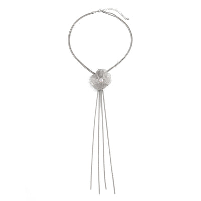 Natural Freshwater Pearl Brushed Flower Necklace