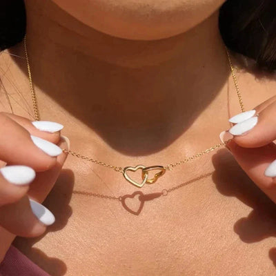 Two Hearts Customized Necklace Rose Gift Box