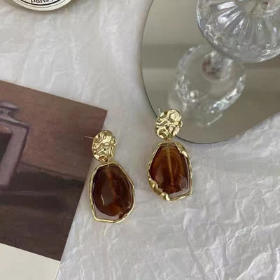 Geometric style natural agate earrings
