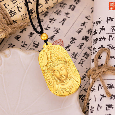 Tara Guanyin Bodhisattva gold-plated copper necklace
