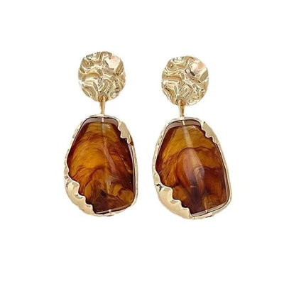 Geometric style natural agate earrings