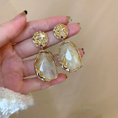 Geometric style natural agate earrings