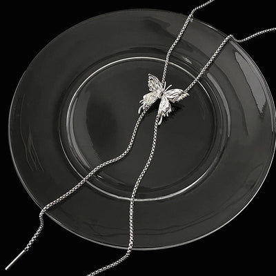 Silver Tassel Butterfly Necklace