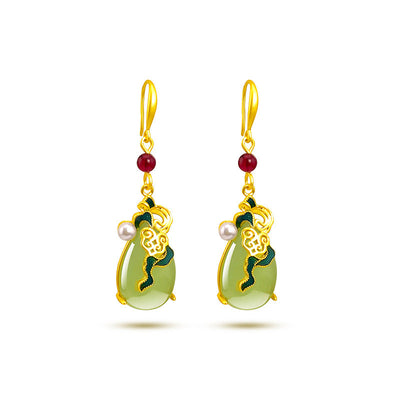 Water drop gold inlaid jade Natural Emerald Jade Stone necklace
