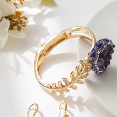 18K gold natural amethyst bracelet