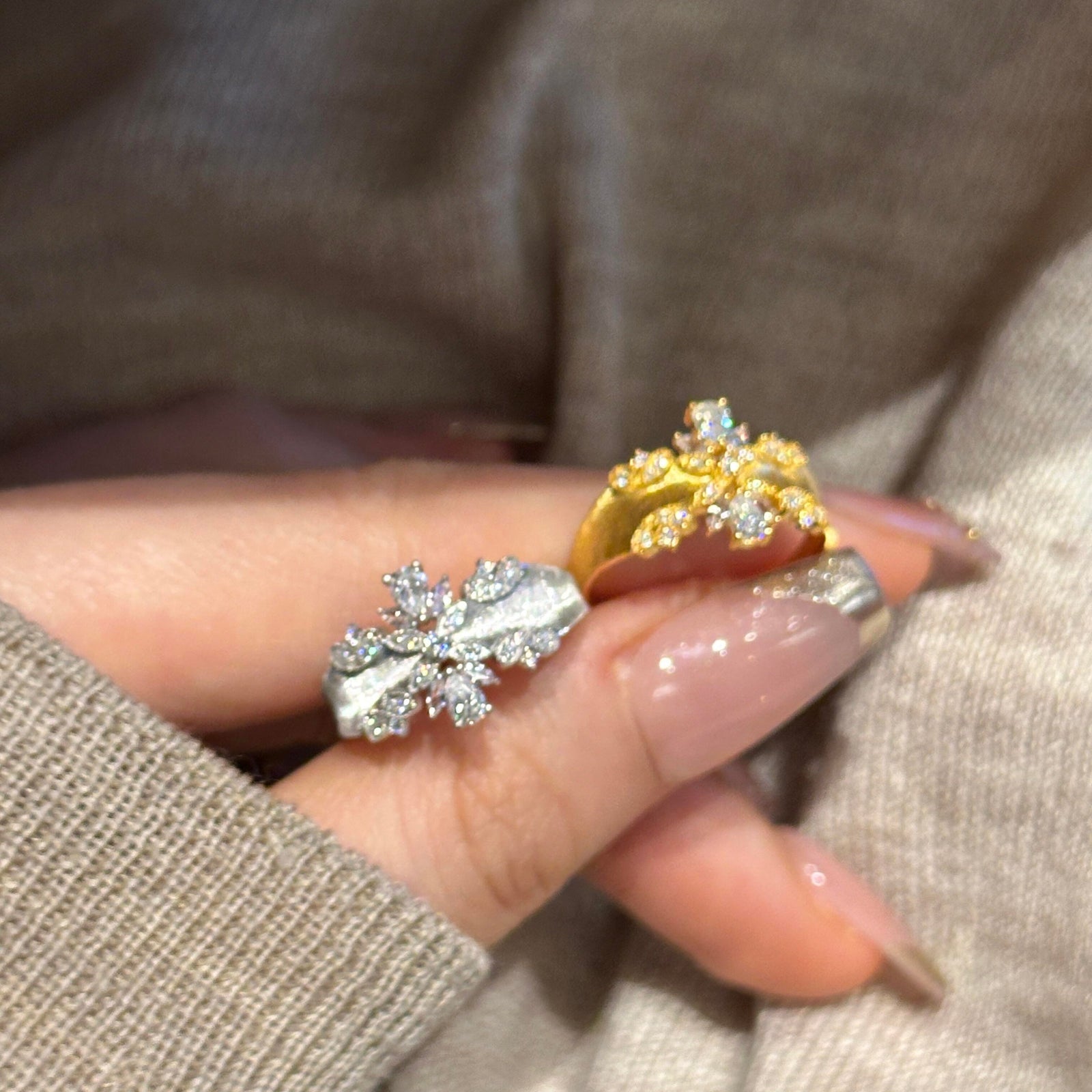 Diamond Bloom Two-Tone Rings