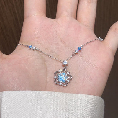Celestial Moonstone Flower Necklace