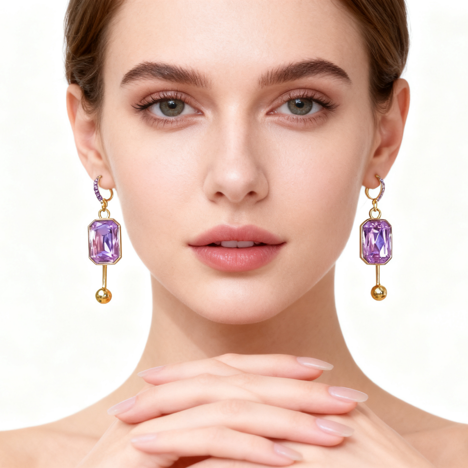 18K Gold Crystal Earrings