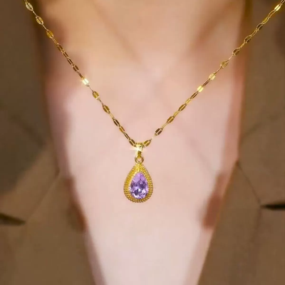 Natural Purple Crystal Durian Necklace