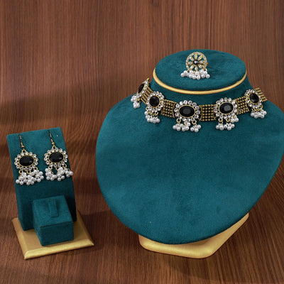 Bohemian style tassel necklace earring ring set