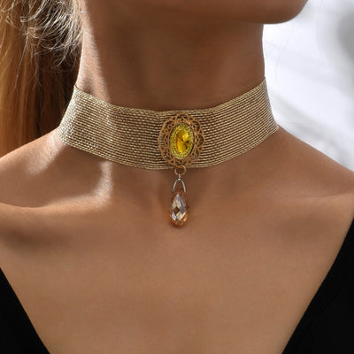Natural crystal mesh lace necklace