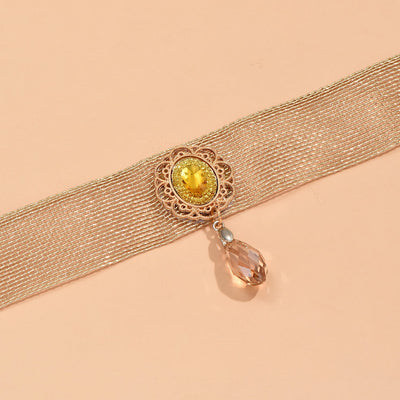 Natural crystal mesh lace necklace