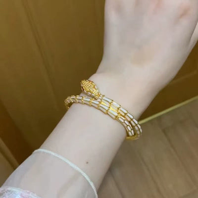 White Snake Natural Crystal Bracelet