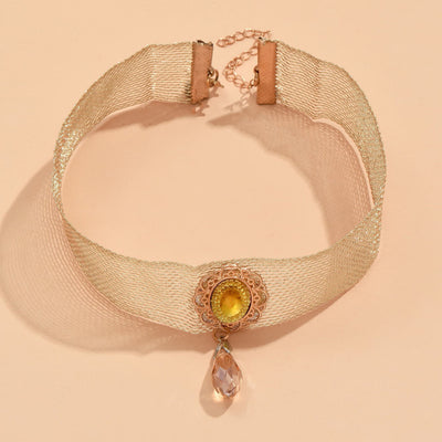 Natural crystal mesh lace necklace