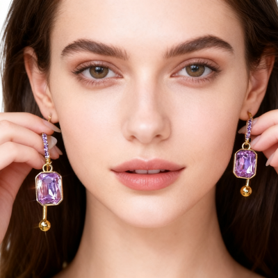 18K Gold Crystal Earrings