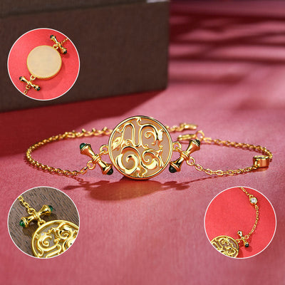 Dragon Phoenix • Natural Emerald Jade Stone Bracelet