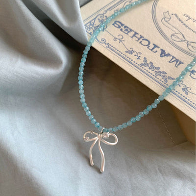 Bow Knot Natural Crystal Necklace