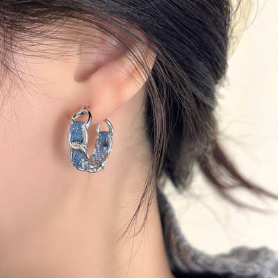 Bear denim necklace or denim braided earrings