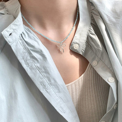 Bow Knot Natural Crystal Necklace
