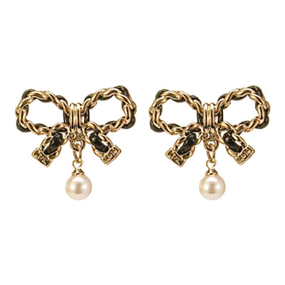Bow natural freshwater pearl earrings