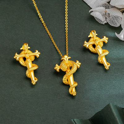 Snake scepter pendant necklace