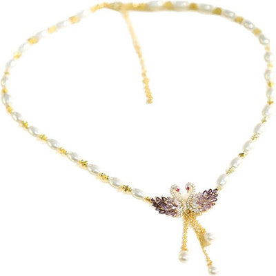 Swan natural freshwater pearl necklace
