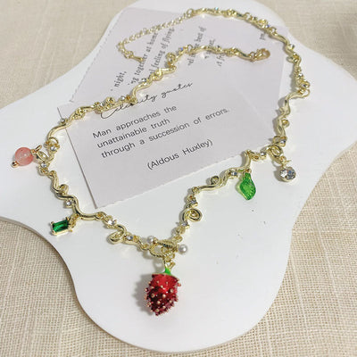 Golden Dopamine Strawberry Necklace