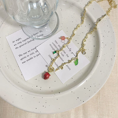 Golden Dopamine Strawberry Necklace