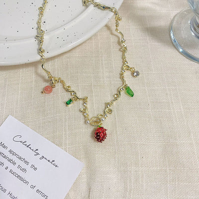 Golden Dopamine Strawberry Necklace