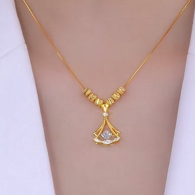 Ginkgo leaf natural crystal necklace