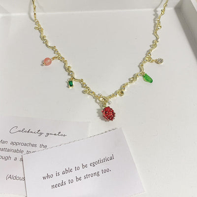 Golden Dopamine Strawberry Necklace