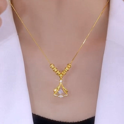 Ginkgo leaf natural crystal necklace