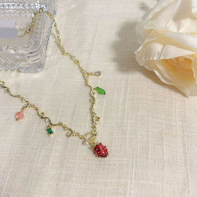 Golden Dopamine Strawberry Necklace
